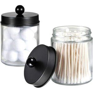Apothecary Jars Bathroom Storage Organizer - Cute Qtip Dispenser Holder Canister